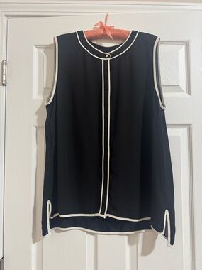 Liz Claiborne Black Sleeveless Camisole with White Trim